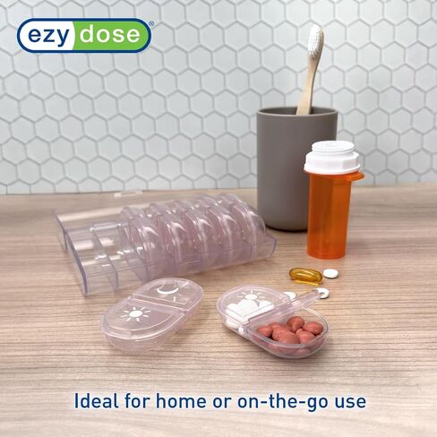 EZY DOSE Weekly (7-Day) AM/PM Pill Organizer with Case, Portable Medication Dispenser, Travel-Friendly Durable Pill Box with 2X Day Compartments for Vitamins and Supplements, Pink in Saudi Arabia