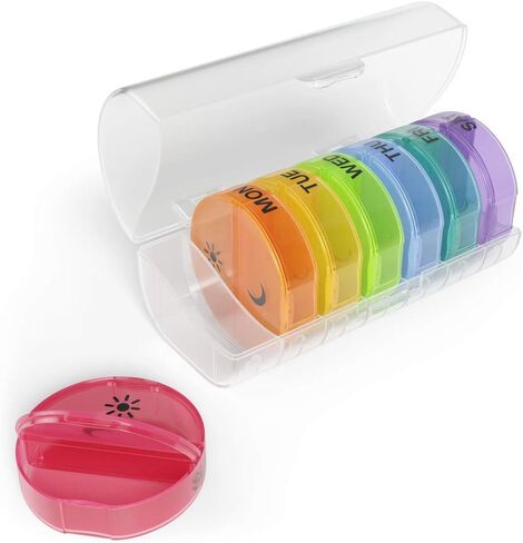 EZY DOSE Weekly (7-Day) AM/PM Pill Organizer with Case, Portable Medication Dispenser, Travel-Friendly Durable Pill Box with 2X Day Compartments for Vitamins and Supplements, Pink in Saudi Arabia