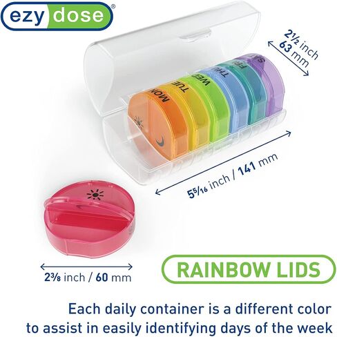 EZY DOSE Weekly (7-Day) AM/PM Pill Organizer with Case, Portable Medication Dispenser, Travel-Friendly Durable Pill Box with 2X Day Compartments for Vitamins and Supplements, Pink in Saudi Arabia
