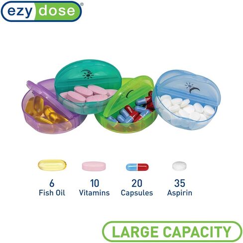 EZY DOSE Weekly (7-Day) AM/PM Pill Organizer with Case, Portable Medication Dispenser, Travel-Friendly Durable Pill Box with 2X Day Compartments for Vitamins and Supplements, Pink in Saudi Arabia