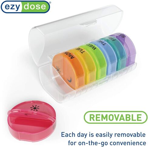 EZY DOSE Weekly (7-Day) AM/PM Pill Organizer with Case, Portable Medication Dispenser, Travel-Friendly Durable Pill Box with 2X Day Compartments for Vitamins and Supplements, Pink in Saudi Arabia