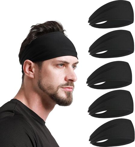 Sports Headband for Men, Stretchy Unisex Sweatband for Running, Cycling, Yoga, Workout, Hairband for Women and Mens in Saudi Arabia