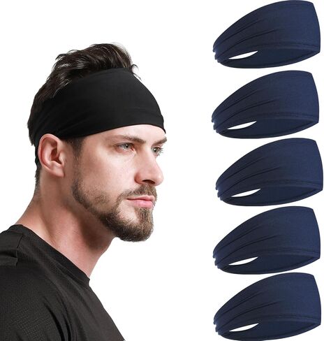 Sports Headband for Men, Stretchy Unisex Sweatband for Running, Cycling, Yoga, Workout, Hairband for Women and Mens in Saudi Arabia