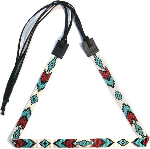 Handmade Beaded Hatband Native American Style Seed Bead Hatband Western Hatband for Hats-2 (Pattern-5) in Saudi Arabia
