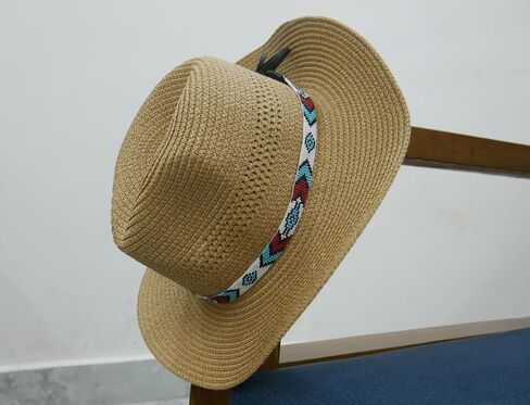 Handmade Beaded Hatband Native American Style Seed Bead Hatband Western Hatband for Hats-2 (Pattern-5) in Saudi Arabia