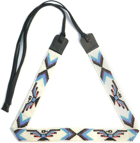 Handmade Beaded Hatband Native American Style Seed Bead Hatband Western Hatband for Hats-2 (Pattern-5) in Saudi Arabia