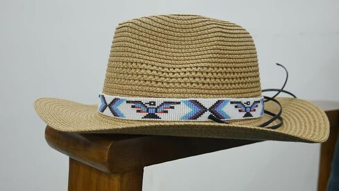 Handmade Beaded Hatband Native American Style Seed Bead Hatband Western Hatband for Hats-2 (Pattern-5) in Saudi Arabia