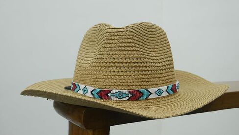 Handmade Beaded Hatband Native American Style Seed Bead Hatband Western Hatband for Hats-2 (Pattern-5) in Saudi Arabia