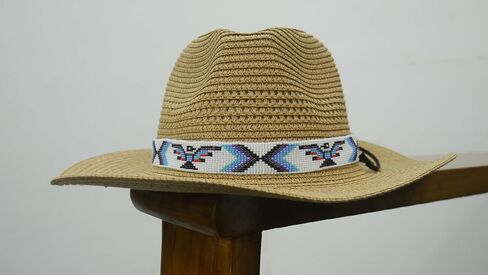 Handmade Beaded Hatband Native American Style Seed Bead Hatband Western Hatband for Hats-2 (Pattern-5) in Saudi Arabia