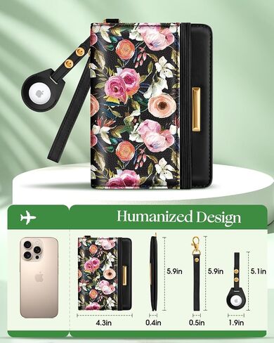 Slohif Airtag Passport Holder Cover Wallet Case for Travel Women - Leather RFID Blocking Passport Book Multiple Personalized Organizer Slim Portable Carrier Card Slots Protector Sleeve Butterfly in Saudi Arabia