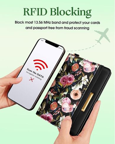 Slohif Airtag Passport Holder Cover Wallet Case for Travel Women - Leather RFID Blocking Passport Book Multiple Personalized Organizer Slim Portable Carrier Card Slots Protector Sleeve Butterfly in Saudi Arabia