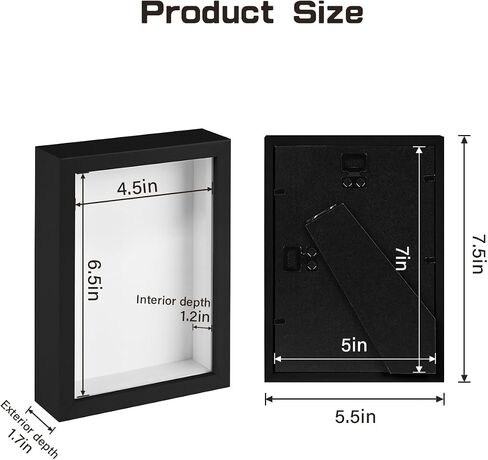2 Pack 5x7 Small Shadow Box Frame with Plexiglass, Wood Frame Display Case Box for Memorabilia, Dried Flowers, Medal, Crafts, Tickets and Photos (White, 5x7) in Saudi Arabia