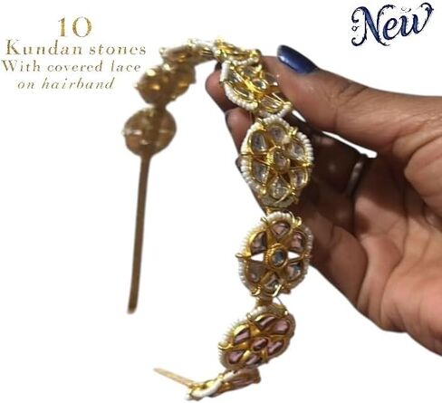 Kundan Beaded Bridesmaid Bridal Hair Accessories Indian Wedding Party wear Hairband Mathapatti Sheeshpatti Sheeshphool Maang tikka Headband Women Gifts For Her in Kuwait