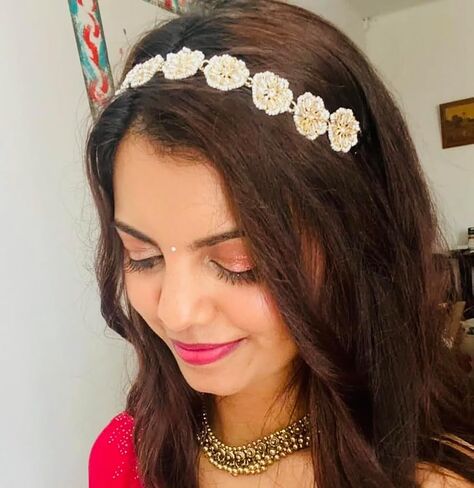 Kundan Beaded Bridesmaid Bridal Hair Accessories Indian Wedding Party wear Hairband Mathapatti Sheeshpatti Sheeshphool Maang tikka Headband Women Gifts For Her in Kuwait
