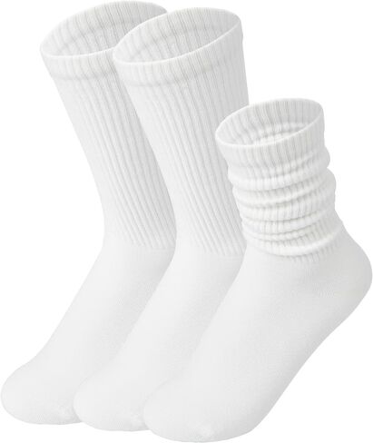 Womens Cozy Crew Socks Cotton Slouch Socks Casual Calf Socks Trouser Dress Socks Boot Socks 3 pairs in Saudi Arabia