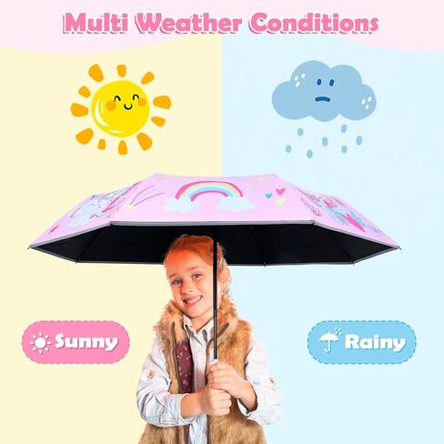 المظلة المظلة القابلة للطي المظلة مع الحماية من الأشعة فوق البنفسجية المحمولة فتح/إغلاق تصميم آمن مضاد للرياح مقاومة للرياح ، ومضغوط ، وخفيفة الوزن ، المظلة اللطيفة للفتيات والفتى in Kuwait