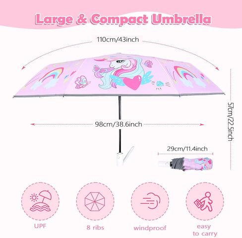 المظلة المظلة القابلة للطي المظلة مع الحماية من الأشعة فوق البنفسجية المحمولة فتح/إغلاق تصميم آمن مضاد للرياح مقاومة للرياح ، ومضغوط ، وخفيفة الوزن ، المظلة اللطيفة للفتيات والفتى in Kuwait