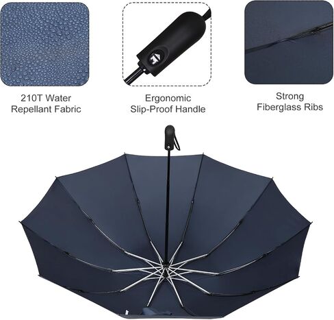 Inverted Umbrella 54 inch Large Windproof Umbrellas Auto Open And Close Compact Reverse Closed, Folding Storage for Women And Men, Travel Foldable Large Size Oversize Fold 10 Ribs Sturdy in Saudi Arabia