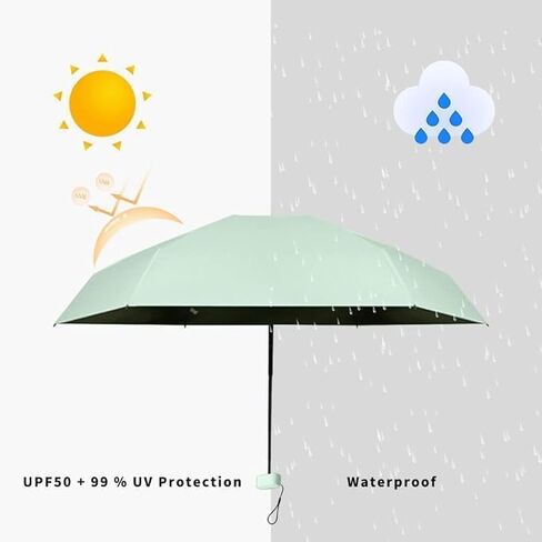 Mini Travel Sun Umbrella for Purse - Small Compact UV Protection, Lightweight Portable Parasol, Windproof for Women, Men, Kids in Kuwait