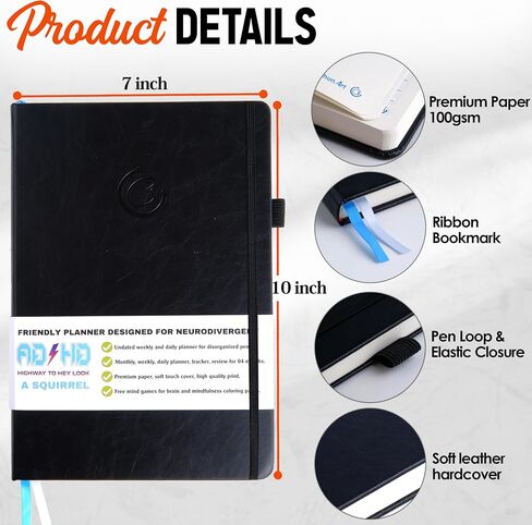 ADHD Planner for Adults - The Undated Monthly Weekly Daily Focus and Productivity Planner Organizer Notebook for Neurodivergent Brains - Organization , Goal Setting , Habit Tracker , Time Management , Gifts for Men and Women with ADD in Kuwait