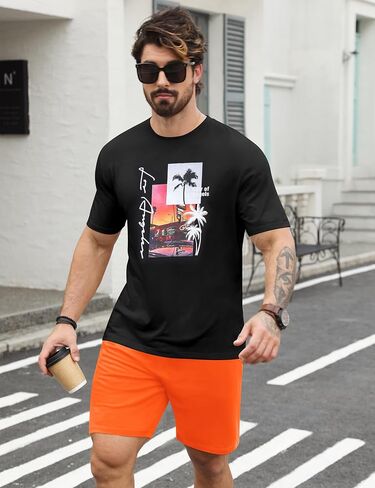 LecGee Men's Hawaiian Short Sleeve Tracksuit Summer T Shirt & Shorts set Aloha Tropical Two Piece Casual Daily Beach in Saudi Arabia