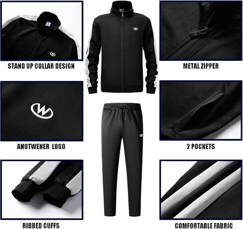 ANOTWENER Men's Casual 2 Piece Tracksuit Sets Long Sleeve Full Zip Jacket and Sweatpants Jogging Sport Outfits Sweatsuits in Saudi Arabia