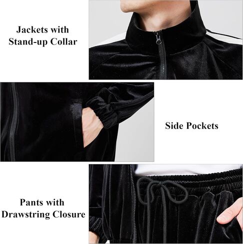Mens Tracksuit 2 Piece Velour Sweatsuit for Men Casual Full Zip Jogging Suit Jacket Pants Set in Saudi Arabia