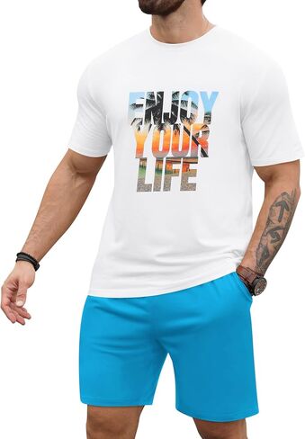 LecGee Men's Hawaiian Short Sleeve Tracksuit Summer T Shirt & Shorts set Aloha Tropical Two Piece Casual Daily Beach in Saudi Arabia