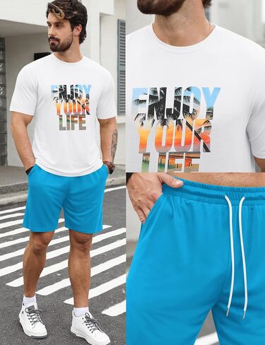 LecGee Men's Hawaiian Short Sleeve Tracksuit Summer T Shirt & Shorts set Aloha Tropical Two Piece Casual Daily Beach in Saudi Arabia