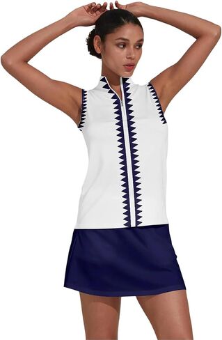Women's Golf Shirts Sleeveless Printed Polo Shirt for Women Quick Dry Quarter Zip Stand Collar Tee Shirt Workout Top in Saudi Arabia