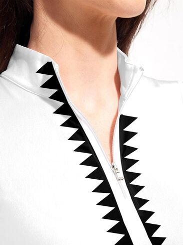 Women's Golf Shirts Sleeveless Printed Polo Shirt for Women Quick Dry Quarter Zip Stand Collar Tee Shirt Workout Top in Saudi Arabia