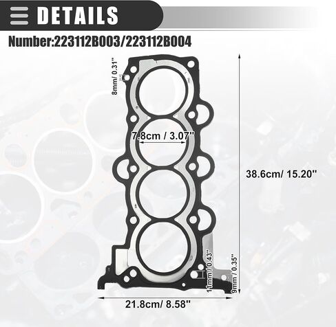 Motoforti Cylinder Head Gasket, Suitable for 1.8L/2.0L Engine, for Hyundai Elantra 2011-2016, Metal, No.22311-2E000, Silver Tone Black in Saudi Arabia