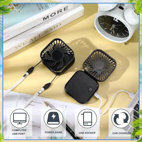 3 Pack Necklace Fans Portable Neck Hanging Fan Mini Fan Handheld Hand Held Fan for Cooling Small Personal Hands Free Fan USB Rechargeable Battery 3 Speed Air Circulatory Fan in Kuwait