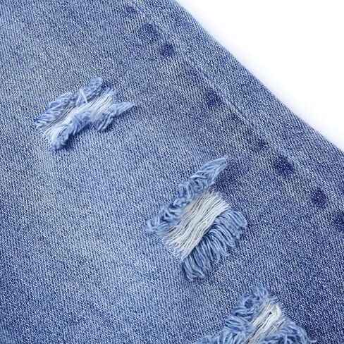 KIDSCOOL SPACE Girls Slim Fit Wide-Leg Jeans, Raw Edge Hem Ripped Holes Denim Pants in Saudi Arabia