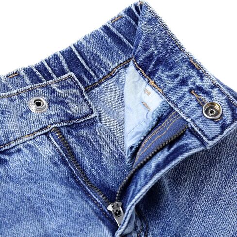 KIDSCOOL SPACE Girls Slim Fit Wide-Leg Jeans, Raw Edge Hem Ripped Holes Denim Pants in Saudi Arabia