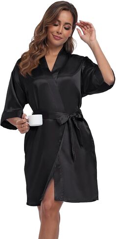 Women's Silky Robes One Size Silver Rhinestones Bride Bridesmaid Sleepwear for Wedding Party Getting Ready in Saudi Arabia