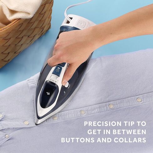 Sunbeam Turbo Steam Iron, 1700 Watt, Nonstick Ceramic Soleplate, Horizontal or Vertical Shot of Steam, Quick Heating, 3-Way Auto-Off, White and Chrome in Kuwait
