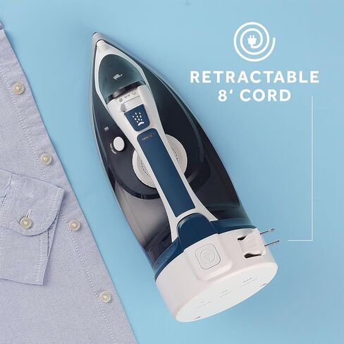Sunbeam Turbo Steam Iron, 1700 Watt, Nonstick Ceramic Soleplate, Horizontal or Vertical Shot of Steam, Quick Heating, 3-Way Auto-Off, White and Chrome in Kuwait