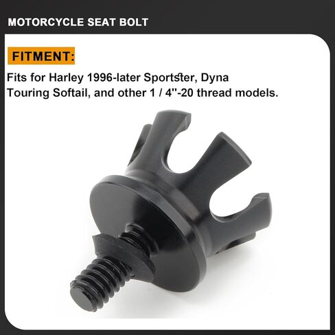 Seat Bolt Screw 1/4"-20 Thread Crown Seat Nut Aluminum for Harley 1996-2024 Sportster 883 1200 Touring Road King Street Glide Dyna Street Bob Softail Fat Boy Wide Glide (Silver) in Kuwait