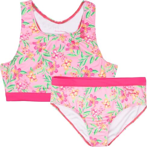 Tommy Bahama Girls 2-Piece Swimsuit Set, Racerback Top and Bikini Bottoms, Quick-Drying Tropical Print Swimwear for Kids in Saudi Arabia