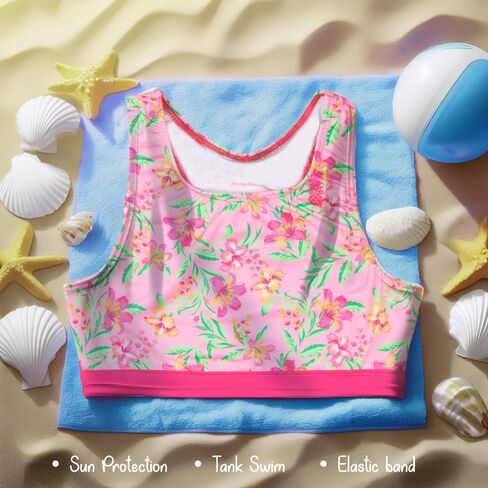 Tommy Bahama Girls 2-Piece Swimsuit Set, Racerback Top and Bikini Bottoms, Quick-Drying Tropical Print Swimwear for Kids in Saudi Arabia