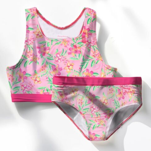 Tommy Bahama Girls 2-Piece Swimsuit Set, Racerback Top and Bikini Bottoms, Quick-Drying Tropical Print Swimwear for Kids in Saudi Arabia