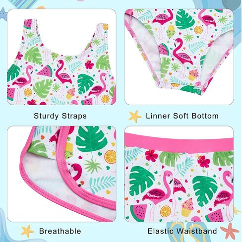 TUONROAD Toddler Girls One Piece Swimsuit 2Pcs Bathing Suit Kids Swimwear with Short for 3-9 in Kuwait