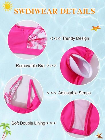 Girls 2 Piece Swimsuit Bikini Set Color Block Tropical Floral Bathing Suit Girls' Cute Swimwear in Saudi Arabia