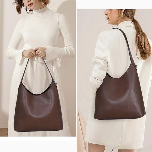 JQWYGB Hobo Bags Slouchy Tote Bag for Women Vegan Leather Shoulder Work Bag Designer Handbag Trendy Slouch Purse in Saudi Arabia