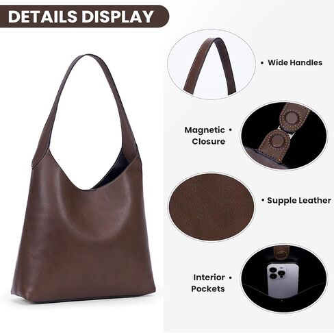 JQWYGB Hobo Bags Slouchy Tote Bag for Women Vegan Leather Shoulder Work Bag Designer Handbag Trendy Slouch Purse in Saudi Arabia