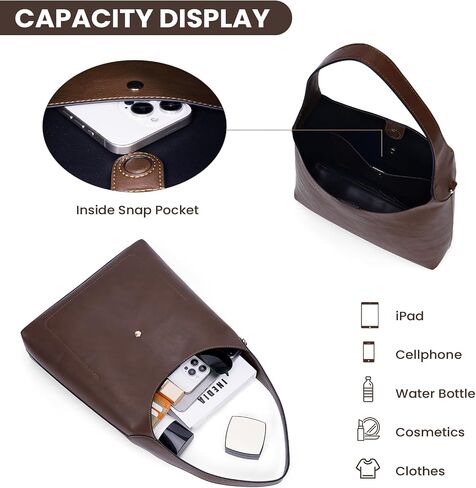 JQWYGB Hobo Bags Slouchy Tote Bag for Women Vegan Leather Shoulder Work Bag Designer Handbag Trendy Slouch Purse in Saudi Arabia