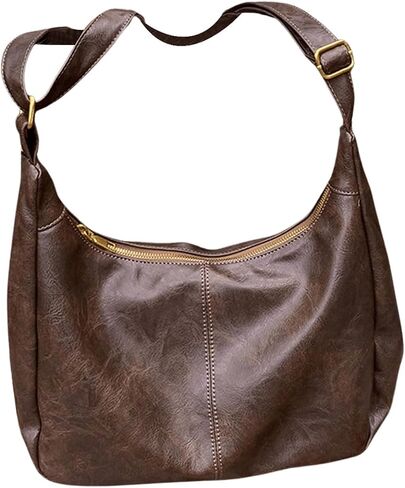 Floerns Women's Soft PU Leather Crossbody Bag Vintage Slouchy Hobo Bag with Zipper in Saudi Arabia