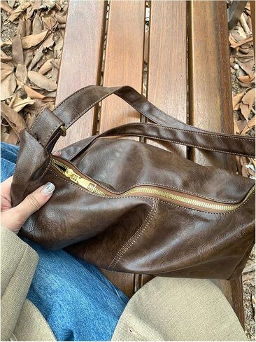 Floerns Women's Soft PU Leather Crossbody Bag Vintage Slouchy Hobo Bag with Zipper in Saudi Arabia