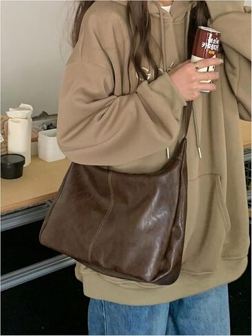 Floerns Women's Soft PU Leather Crossbody Bag Vintage Slouchy Hobo Bag with Zipper in Saudi Arabia